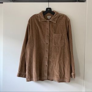 Vintage LL Bean Brown Corduroy Button Up